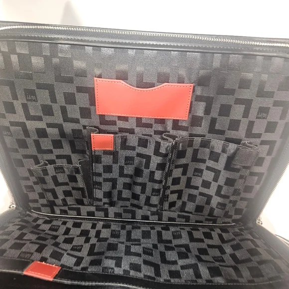 Aaron Irvin Black Microfiber and Leather Laptop Messenger Bag17 x 12.5 x 3.5